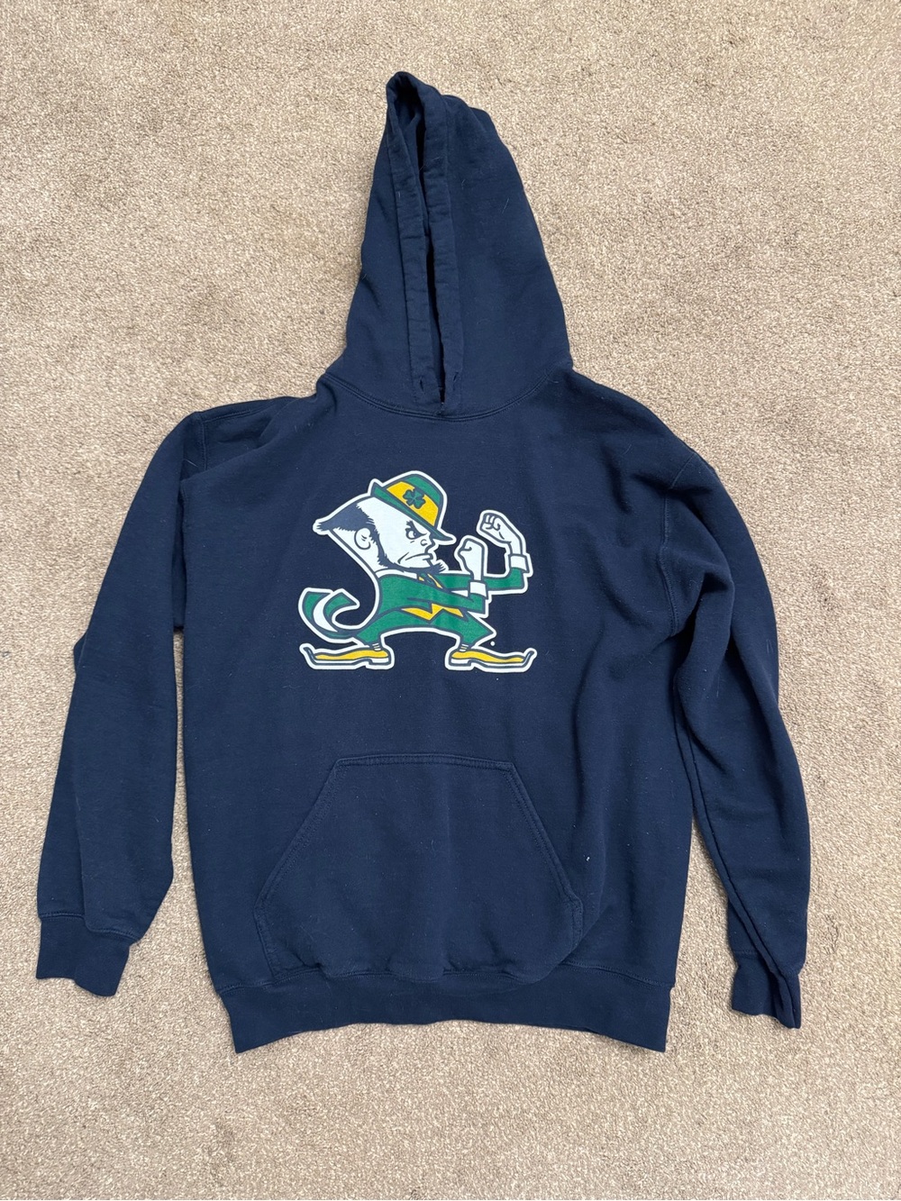Navy Men's Hoodie with Fighting Leprechaun Graphic